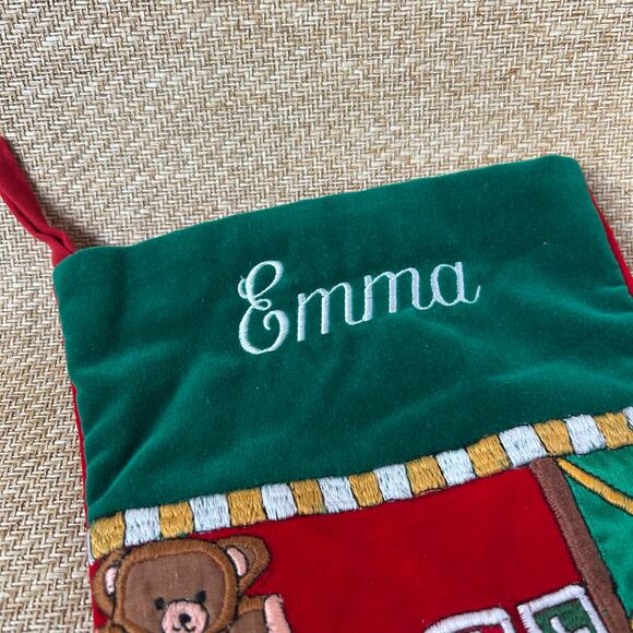 Personalized Christmas Stocking Emma Embroidered Santa 20" - Picture 3 of 6